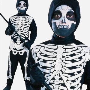 Skeleton Jumpsuit and Hood-Kid’s Size L Black & White Rubie’s Halloween Costume